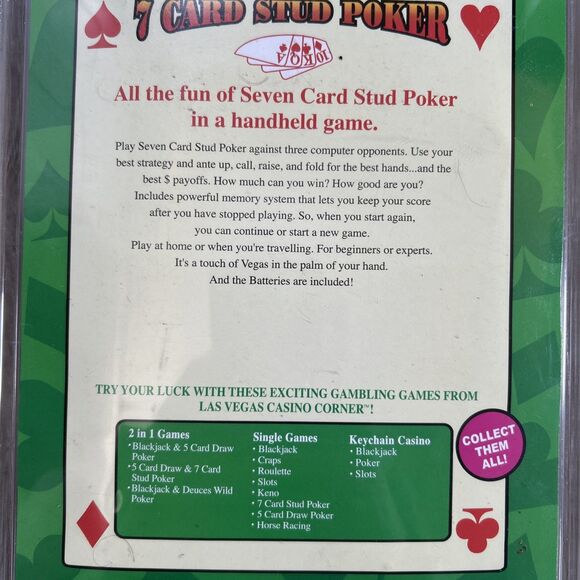 Las Vegas 7 Card Stud Poker Handheld Electronic Game 1995 MGA-804 Micro America - Picture 5 of 7